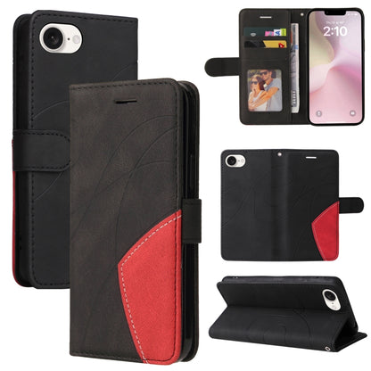 For iPhone SE 2024 Dual-color Splicing Flip Leather Phone Case(Black) - More iPhone Cases by PMC Jewellery | Online Shopping South Africa | PMC Jewellery | Buy Now Pay Later Mobicred