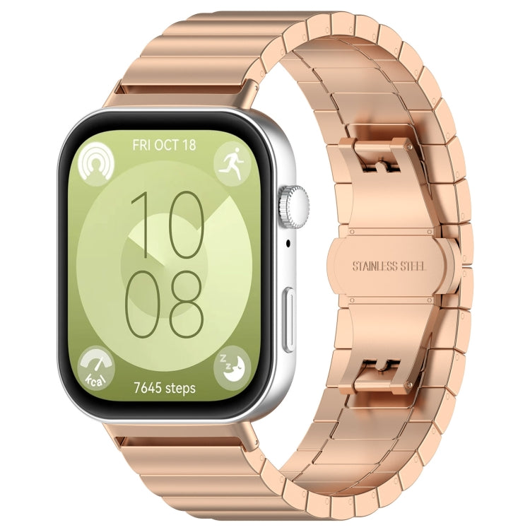 For Huawei Watch Fit3 One Bead Stainless Steel Watch Band(Rose Gold) - free shipping - PMC TechLife - Order now!