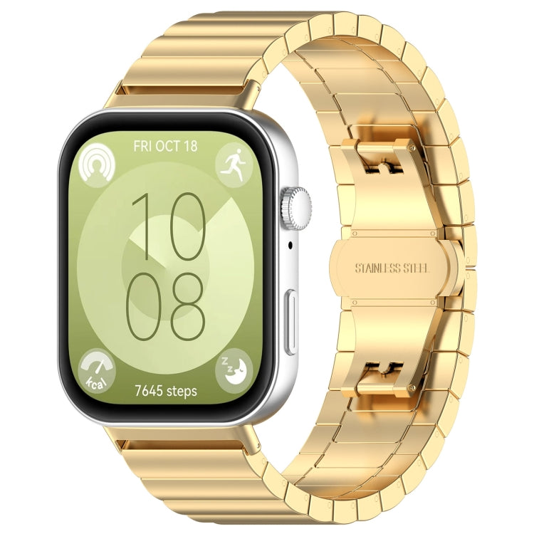 For Huawei Watch Fit3 One Bead Stainless Steel Watch Band(Gold) - free shipping - PMC TechLife - Order now!