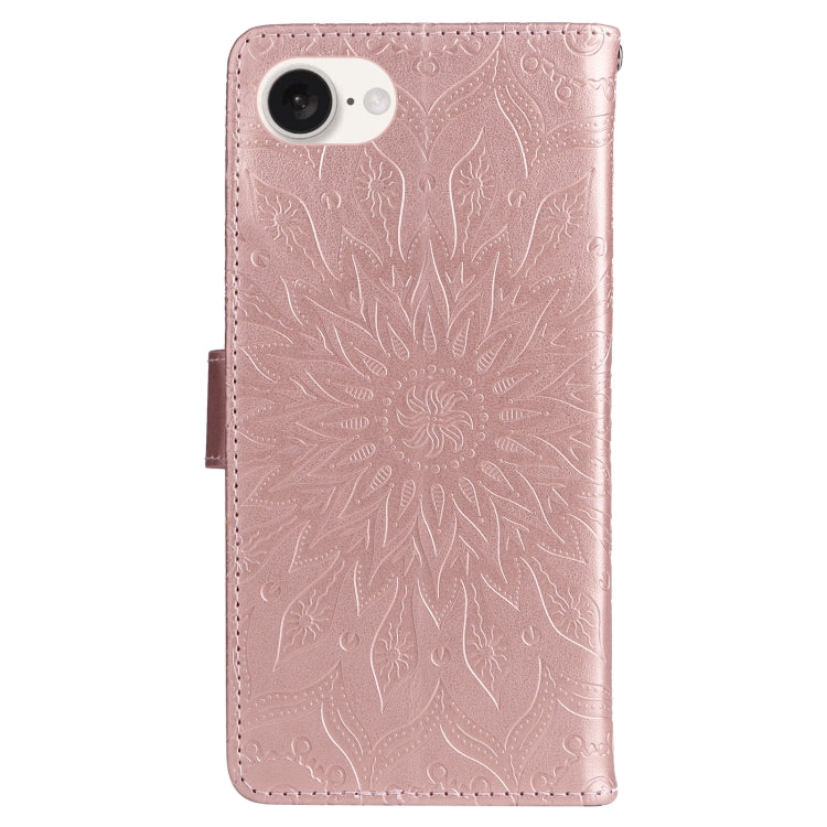 For iPhone SE 2024 Embossed Sunflower Pattern Flip Leather Phone Case(Rose Gold) - More iPhone Cases by PMC Jewellery | Online Shopping South Africa | PMC Jewellery | Buy Now Pay Later Mobicred