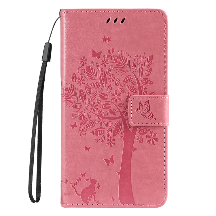 For iPhone 16 Pro Max Tree & Cat Embossed Pattern Flip Leather Phone Case(Pink) - iPhone 16 Pro Max Cases by PMC Jewellery | Online Shopping South Africa | PMC Jewellery | Buy Now Pay Later Mobicred