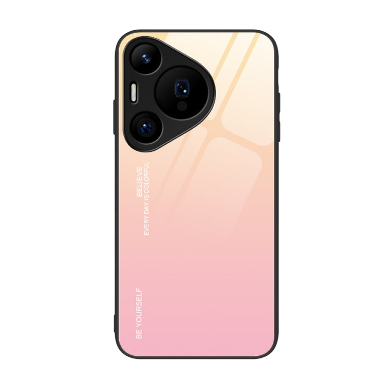 For Huawei Pura 70 Pro Gradient Color Glass Phone Case(Yellow Pink) - Huawei Cases by PMC Jewellery | Online Shopping South Africa | PMC Jewellery | Buy Now Pay Later Mobicred