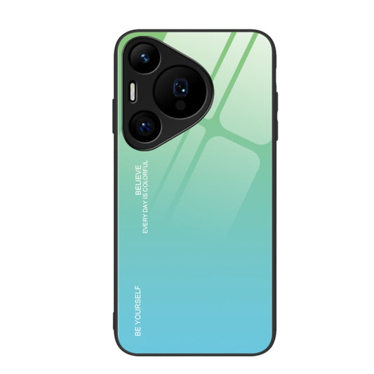 For Huawei Pura 70 Pro Gradient Color Glass Phone Case(Green Cyan) - Huawei Cases by PMC Jewellery | Online Shopping South Africa | PMC Jewellery | Buy Now Pay Later Mobicred