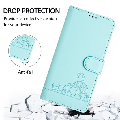 For OPPO A60 4G Global Cat Rat Embossed Pattern RFID Leather Phone Case with Lanyard(Mint Green) - OPPO Cases by PMC Jewellery | Online Shopping South Africa | PMC Jewellery | Buy Now Pay Later Mobicred