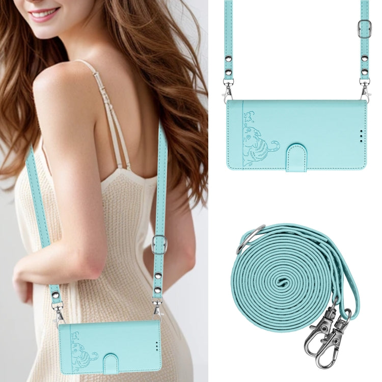 For Huawei Pura 70 Pro Cat Rat Embossed Pattern RFID Leather Phone Case with Lanyard(Mint Green) - Huawei Cases by PMC Jewellery | Online Shopping South Africa | PMC Jewellery | Buy Now Pay Later Mobicred