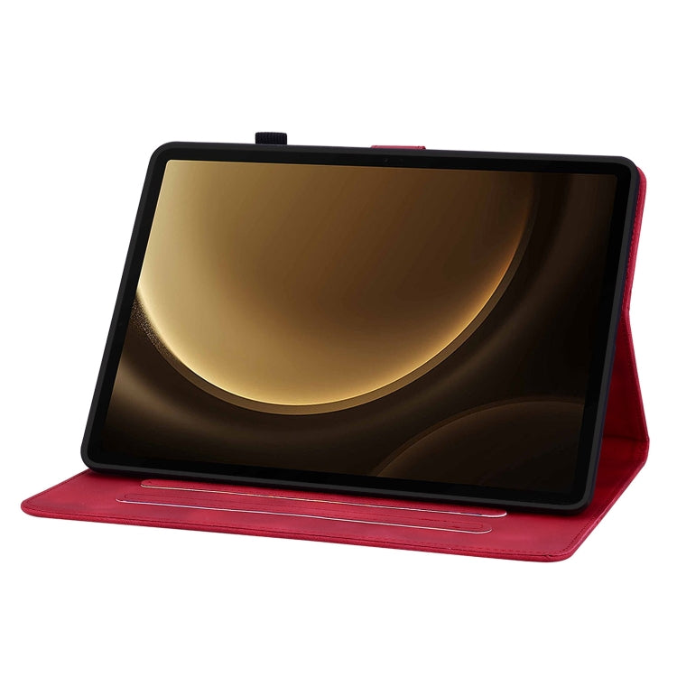 For Samsung Galaxy Tab S9+ / S9 FE+ Lily Embossed Leather Tablet Case(Red) - Galaxy Tab S9+ Cases by PMC Jewellery | Online Shopping South Africa | PMC Jewellery | Buy Now Pay Later Mobicred