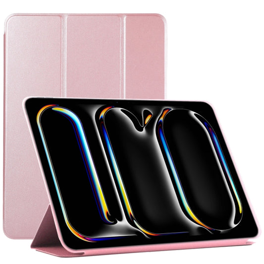 For iPad Pro 11 2024 Double-sided Clip Non-buckle Magnetic PU Smart Tablet Case(Rose Gold) - iPad Pro 11 2024 Cases by PMC Jewellery | Online Shopping South Africa | PMC Jewellery | Buy Now Pay Later Mobicred