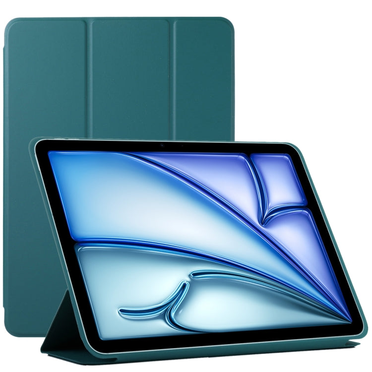 For iPad Air 11 2025 / 2024 Double-sided Clip Non-buckle Magnetic PU Smart Tablet Case(Dark Green) - iPad Air 11 2025 / 2024 Cases by PMC TechLife | Online Shopping South Africa | PMC TechLife | Buy Now Pay Later Mobicred