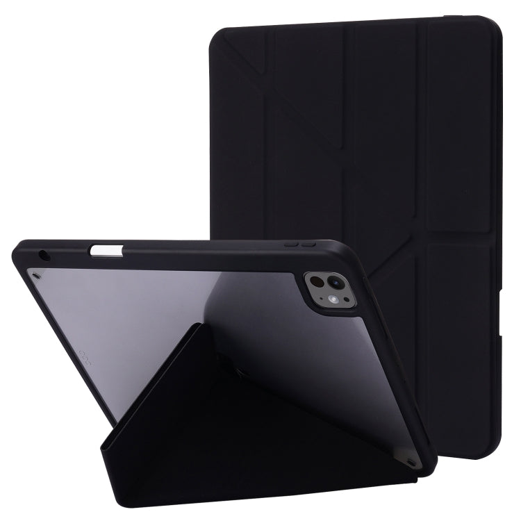 For iPad Pro 13 2024 Deformation Transparent Acrylic Leather Tablet Case(Black) - iPad Pro 13 2024 Cases by PMC Jewellery | Online Shopping South Africa | PMC Jewellery | Buy Now Pay Later Mobicred