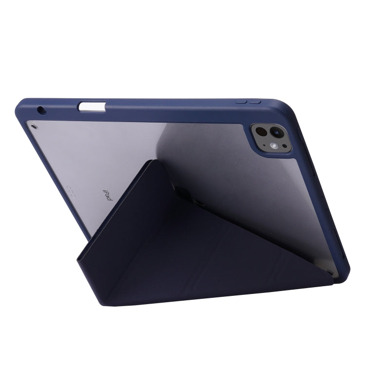 For iPad Pro 11 2024 Deformation Transparent Acrylic Leather Tablet Case(Dark Blue) - iPad Pro 11 2024 Cases by PMC Jewellery | Online Shopping South Africa | PMC Jewellery | Buy Now Pay Later Mobicred