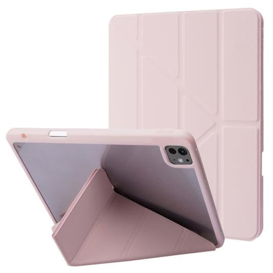 For iPad Pro 11 2024 Deformation Transparent Acrylic Leather Tablet Case(Pink) - iPad Pro 11 2024 Cases by PMC Jewellery | Online Shopping South Africa | PMC Jewellery | Buy Now Pay Later Mobicred