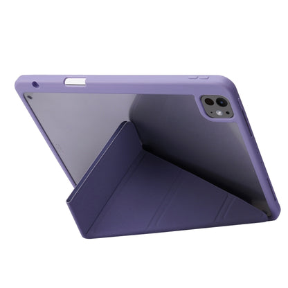 For iPad Pro 11 2024 Deformation Transparent Acrylic Leather Tablet Case(Lavender Grey) - iPad Pro 11 2024 Cases by PMC Jewellery | Online Shopping South Africa | PMC Jewellery | Buy Now Pay Later Mobicred