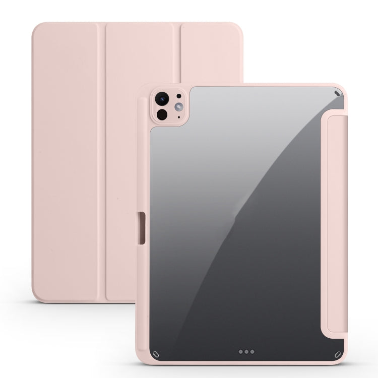 For iPad Pro 11 2024 Acrylic 3-folding Smart Leather Tablet Case(Pink) - iPad Pro 11 2024 Cases by PMC TechLife | Online Shopping South Africa | PMC TechLife | Buy Now Pay Later Mobicred