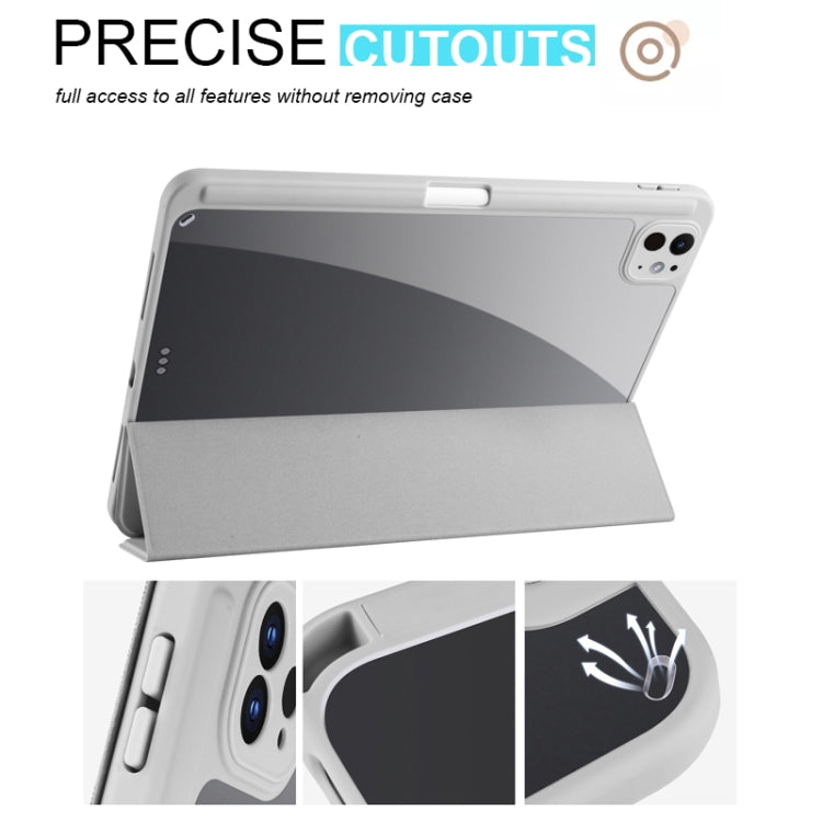 For iPad Pro 13 2024 Acrylic 3-folding Smart Leather Tablet Case(Gray) - iPad Pro 13 2024 Cases by PMC TechLife | Online Shopping South Africa | PMC TechLife | Buy Now Pay Later Mobicred