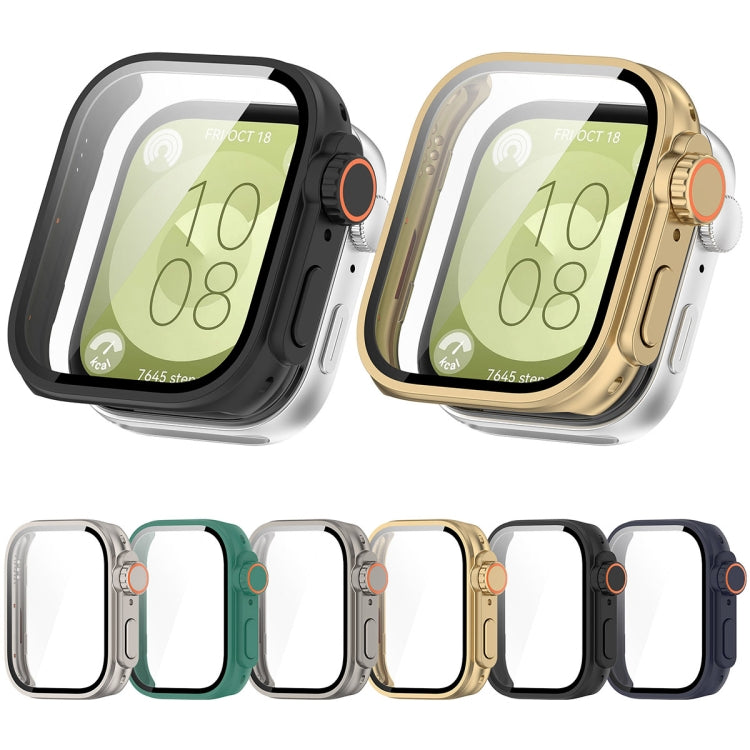 For Huawei Watch Fit3 PC + Tempered Glass Film Full Coverage Watch Protective Case(Black) - Watch Cases by PMC TechLife | Online Shopping South Africa | PMC TechLife | Buy Now Pay Later Mobicred