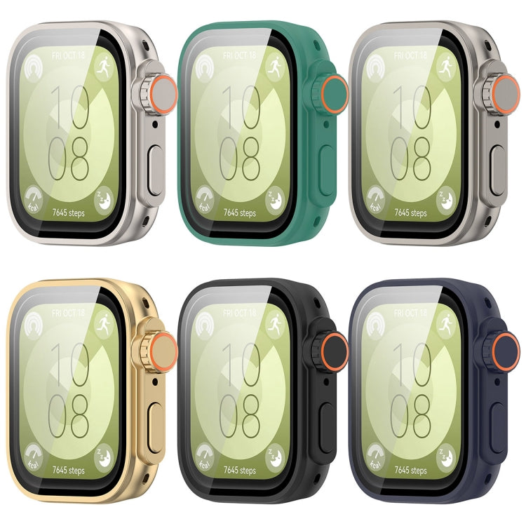 For Huawei Watch Fit3 PC + Tempered Glass Film Full Coverage Watch Protective Case(Black) - Watch Cases by PMC TechLife | Online Shopping South Africa | PMC TechLife | Buy Now Pay Later Mobicred