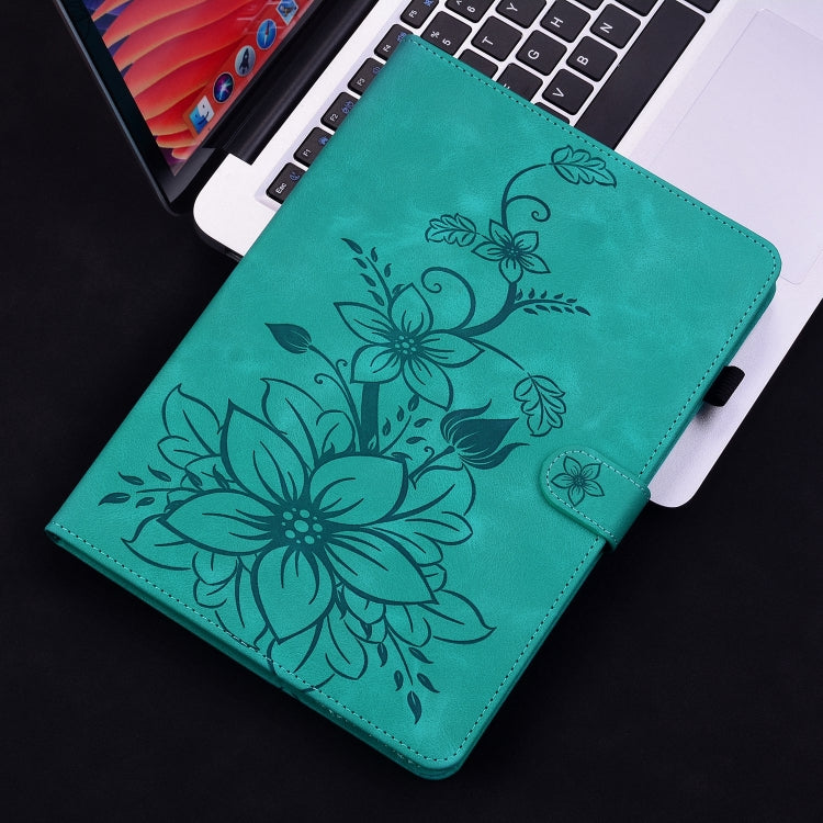 For Nokia T20 10.4 2021 Lily Embossed Leather Tablet Case(Green) - Nokia by PMC TechLife | Online Shopping South Africa | PMC TechLife | Buy Now Pay Later Mobicred