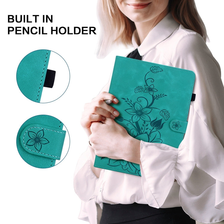 For Realme Pad X Lily Embossed Leather Tablet Case(Green) - Realme by PMC TechLife | Online Shopping South Africa | PMC TechLife | Buy Now Pay Later Mobicred