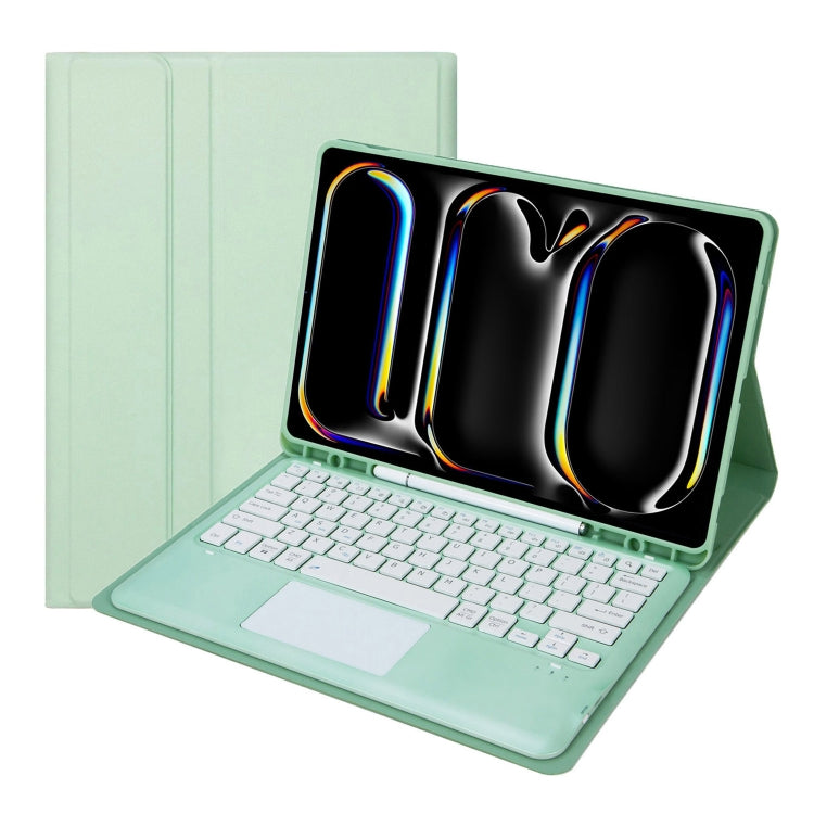 For iPad Pro 13 2024 A14B-A Detachable Ultra-Thin Bluetooth Touch Keyboard Leather Tablet Case with Pen Slot(Light Green) - For iPad Pro by PMC Jewellery | Online Shopping South Africa | PMC Jewellery | Buy Now Pay Later Mobicred