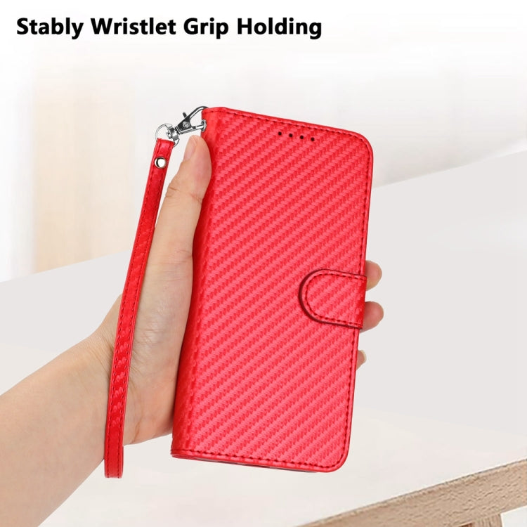 For Huawei Pura 70 YX0070 Carbon Fiber Buckle Leather Phone Case with Lanyard(Red) - Huawei Cases by PMC Jewellery | Online Shopping South Africa | PMC Jewellery | Buy Now Pay Later Mobicred