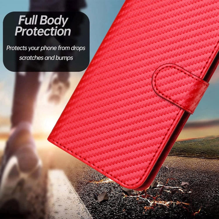 For Huawei Pura 70 YX0070 Carbon Fiber Buckle Leather Phone Case with Lanyard(Red) - Huawei Cases by PMC Jewellery | Online Shopping South Africa | PMC Jewellery | Buy Now Pay Later Mobicred