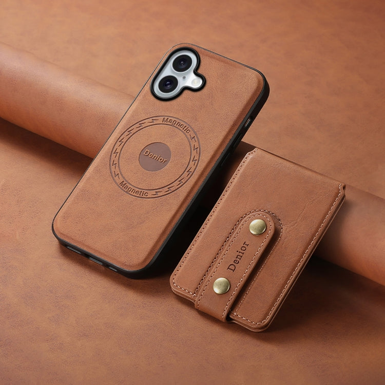 For iPhone 16 Denior D14 NK Retro Pattern MagSafe Magnetic Card Holder Leather Phone Case(Brown) - iPhone 16 Cases by Denior | Online Shopping South Africa | PMC Jewellery | Buy Now Pay Later Mobicred