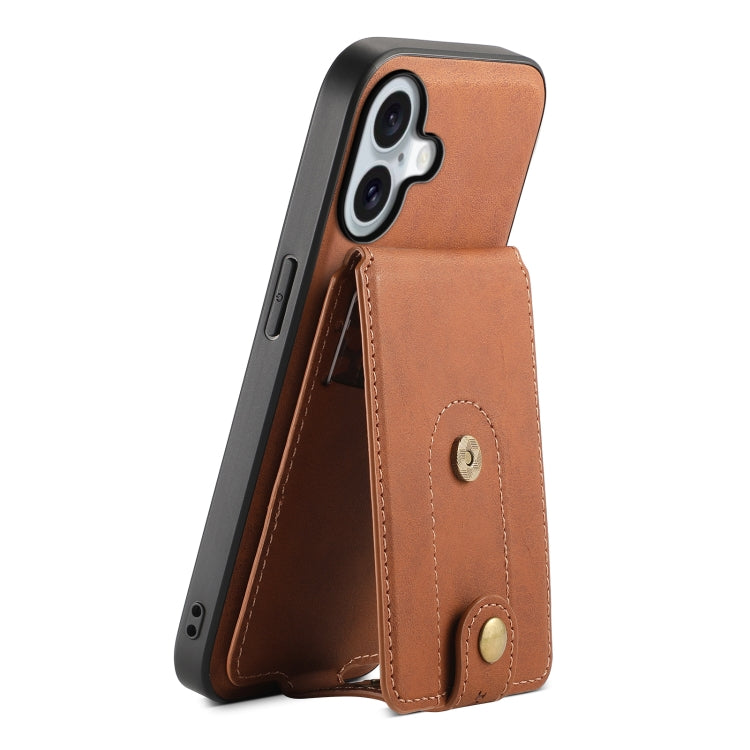 For iPhone 16 Plus Denior D14 NK Retro Pattern MagSafe Magnetic Card Holder Leather Phone Case(Brown) - iPhone 16 Plus Cases by Denior | Online Shopping South Africa | PMC Jewellery | Buy Now Pay Later Mobicred