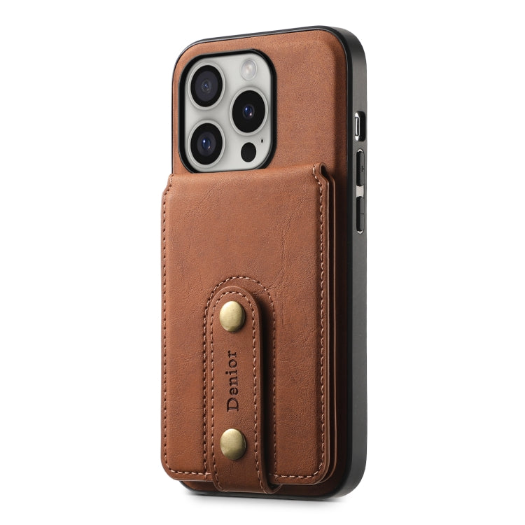 For iPhone 16 Pro Max Denior D14 NK Retro Pattern MagSafe Magnetic Card Holder Leather Phone Case(Brown) - iPhone 16 Pro Max Cases by Denior | Online Shopping South Africa | PMC Jewellery | Buy Now Pay Later Mobicred