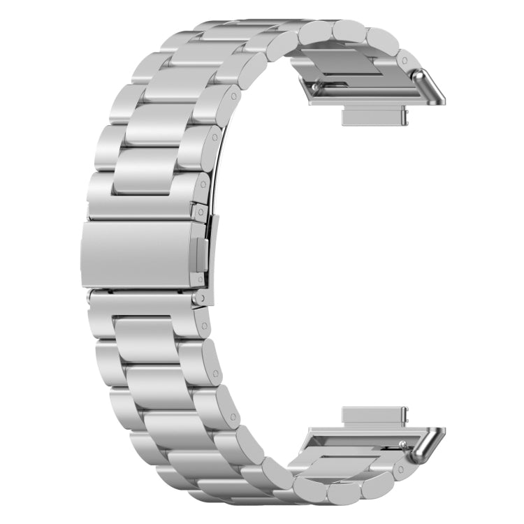 For Huawei Watch Fit 3 Three Bead Stainless Steel Metal Watch Band(Silver) - Watch Bands by PMc TechLife | Online Shopping South Africa | PMc TechLife | Buy Now Pay Later Mobicred