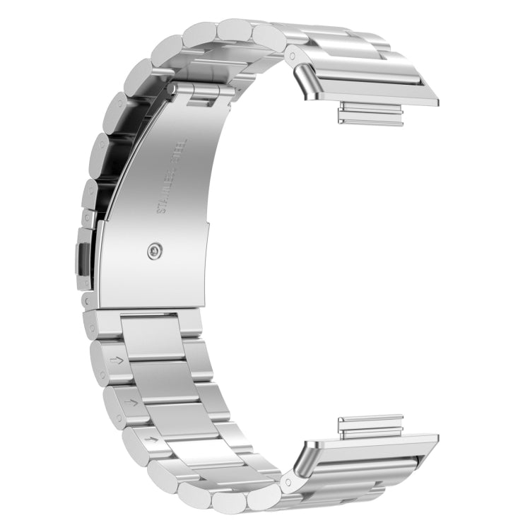 For Huawei Watch Fit 3 Three Bead Stainless Steel Metal Watch Band(Silver) - Watch Bands by PMc TechLife | Online Shopping South Africa | PMc TechLife | Buy Now Pay Later Mobicred