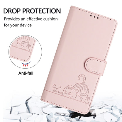 For Motorola Moto G Play 4G 2024 Global Cat Rat Embossed Pattern RFID Leather Phone Case with Lanyard(Pink) - Motorola Cases by PMC Jewellery | Online Shopping South Africa | PMC Jewellery | Buy Now Pay Later Mobicred