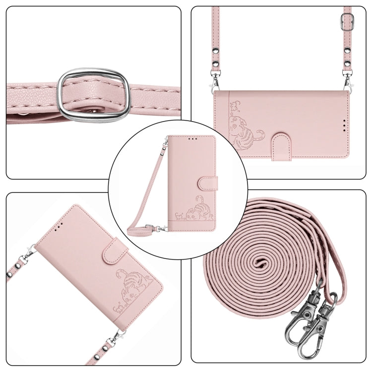 For Motorola Moto G Stylus 5G 2024 Cat Rat Embossed Pattern RFID Leather Phone Case with Lanyard(Pink) - Motorola Cases by PMC Jewellery | Online Shopping South Africa | PMC Jewellery | Buy Now Pay Later Mobicred