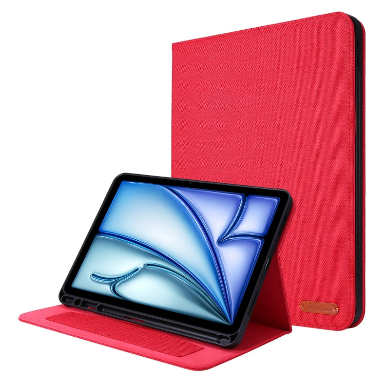 For iPad Air 13 2024 Fabric Leather Tablet Case(Red) - iPad Air 13 2024 Cases by PMC Jewellery | Online Shopping South Africa | PMC Jewellery | Buy Now Pay Later Mobicred