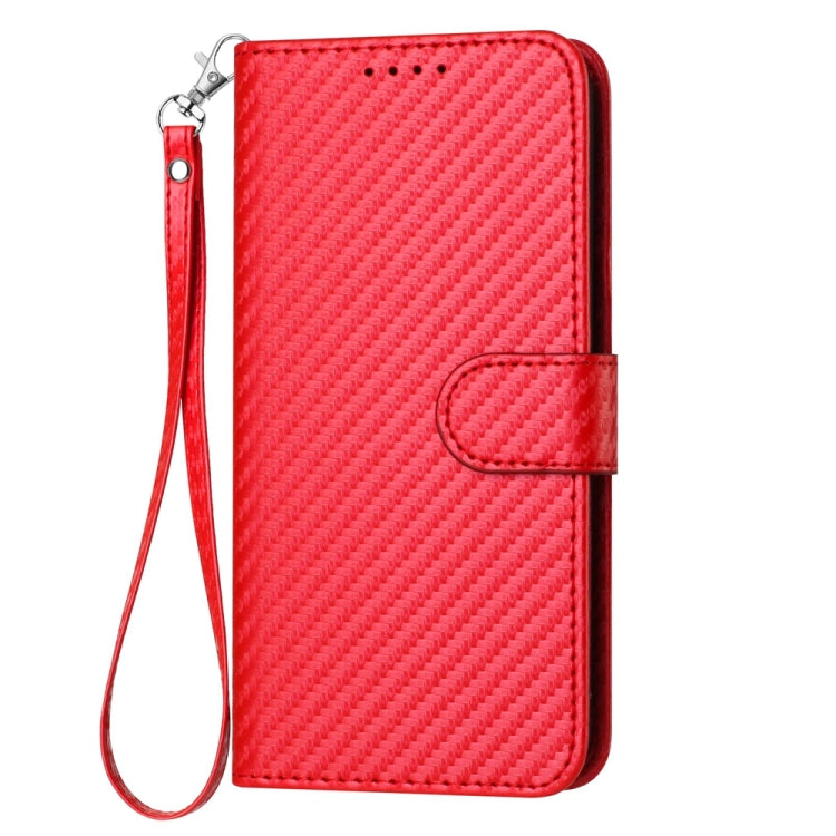 For Xiaomi Redmi K70 / K70 Pro YX0070 Carbon Fiber Buckle Leather Phone Case with Lanyard(Red) - Xiaomi Cases by PMC Jewellery | Online Shopping South Africa | PMC Jewellery | Buy Now Pay Later Mobicred