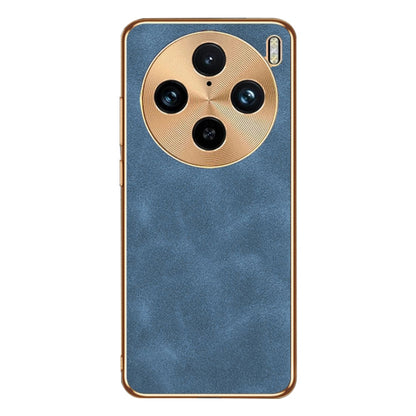 For vivo X100 Pro Electroplating Lambskin Leather Phone Case(Blue) - X100 Pro Cases by PMC Jewellery | Online Shopping South Africa | PMC Jewellery | Buy Now Pay Later Mobicred