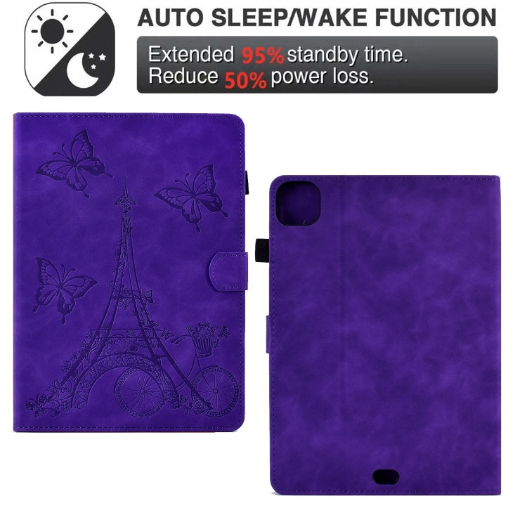 For iPad Pro 11 2024 Tower Embossed Leather Smart Tablet Case(Purple) - iPad Pro 11 2024 Cases by PMC TechLife | Online Shopping South Africa | PMC TechLife | Buy Now Pay Later Mobicred