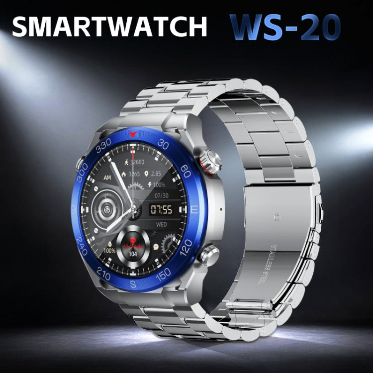 WS-20 1.43 inch IP67 Sport Smart Watch Support Bluetooth Call / Sleep / Blood Oxygen / Heart Rate / Blood Pressure Health Monitor, Steel Strap(Black) - Smart Watches by PMC TechLife | Online Shopping South Africa | PMC TechLife | Buy Now Pay Later Mobicred