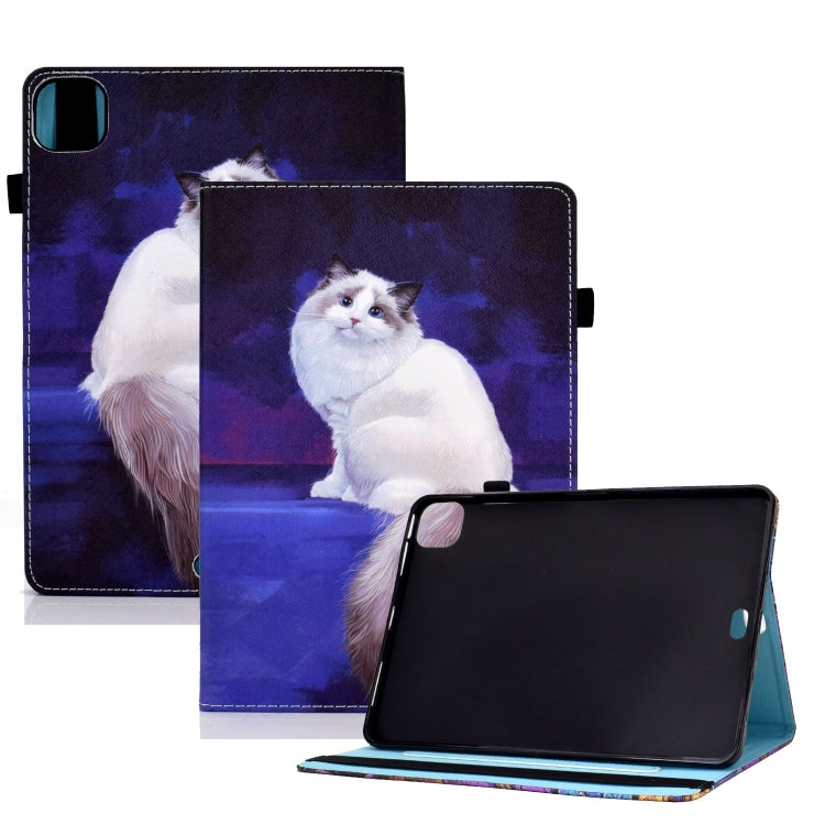 For iPad Pro 11 2024 Painted Elastic Band Smart Leather Tablet Case(White Cat) - iPad Pro 11 2024 Cases by PMC Jewellery | Online Shopping South Africa | PMC Jewellery | Buy Now Pay Later Mobicred