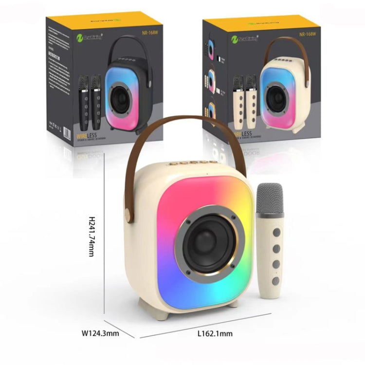 NewRixing NR168W Portable Colorful Bluetooth Speaker Home Dual Mic Karaoke Speaker(Coffee) - Desktop Speaker by NewRixing | Online Shopping South Africa | PMC Jewellery | Buy Now Pay Later Mobicred