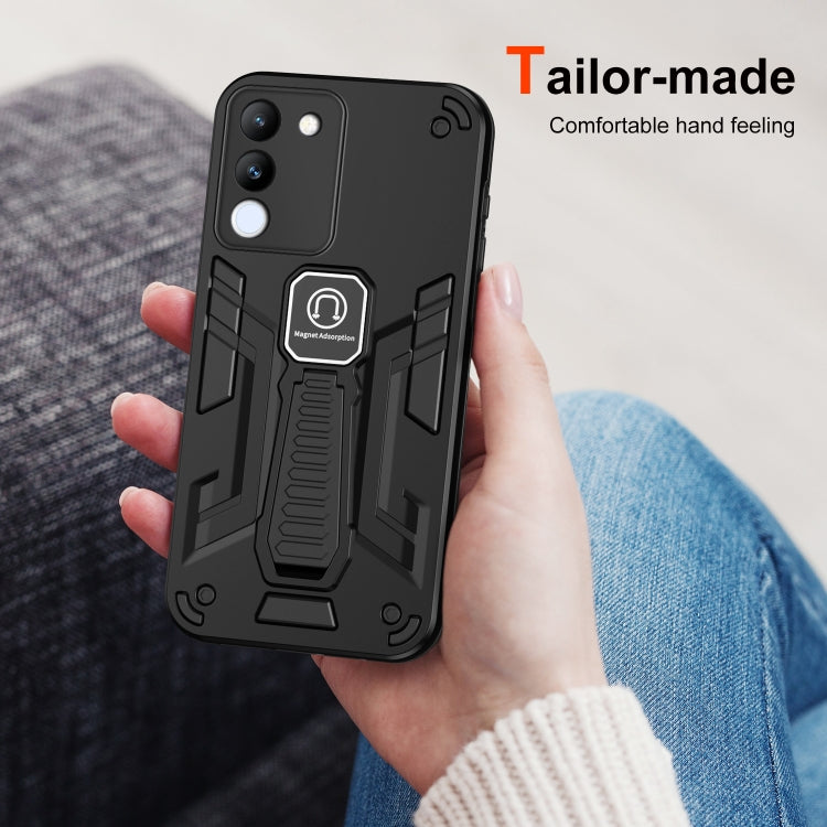 For vivo V29e 5G Shockproof Holder Phone Case(Black) - vivo Cases by PMC Jewellery | Online Shopping South Africa | PMC Jewellery | Buy Now Pay Later Mobicred