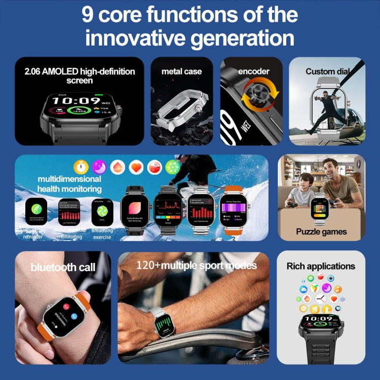 G40S 2.06 inch IP67 BT5.2 Sport Smart Watch, Support Bluetooth Call / Sleep / Blood Oxygen / Heart Rate / Blood Pressure Health Monitor(Silver) - free shipping - PMC TechLife - Order now!