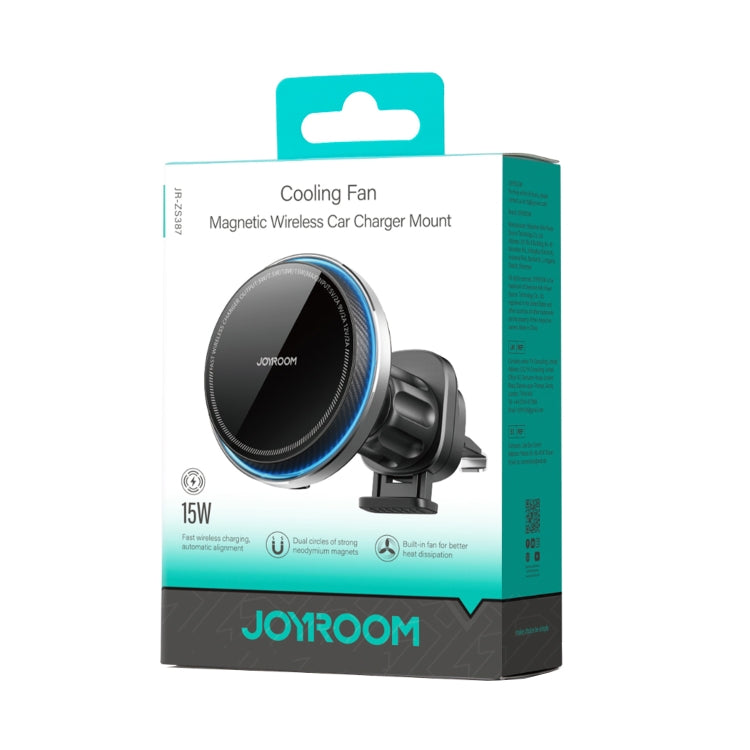 JOYROOM JR-ZS387 Cooling Fan Magnetic Car Wireless Charger Holder(Black) - Wireless Charger Holders by JOYROOM | Online Shopping South Africa | PMC Jewellery | Buy Now Pay Later Mobicred