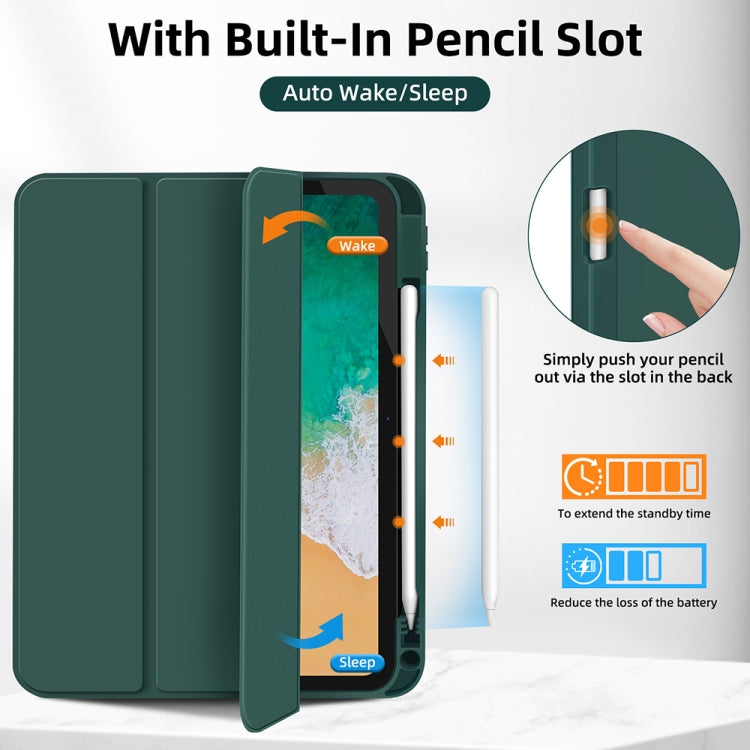 For iPad Air 11 2024 3-fold TPU Smart Leather Tablet Case with Pen Slot(Dark Green) - iPad Air 11 2024 Cases by PMC TechLife | Online Shopping South Africa | PMC TechLife | Buy Now Pay Later Mobicred