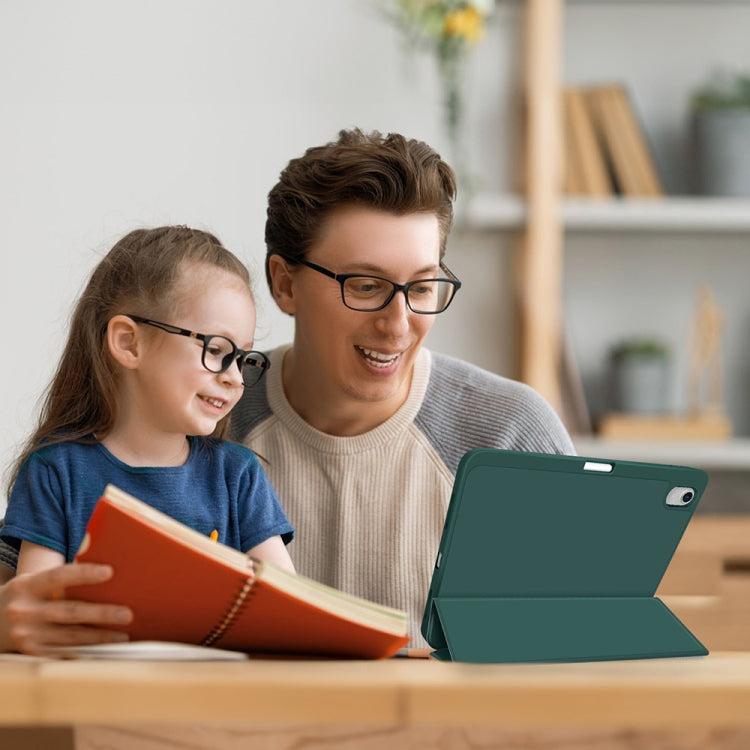 For iPad Air 11 2024 3-fold TPU Smart Leather Tablet Case with Pen Slot(Dark Green) - iPad Air 11 2024 Cases by PMC TechLife | Online Shopping South Africa | PMC TechLife | Buy Now Pay Later Mobicred