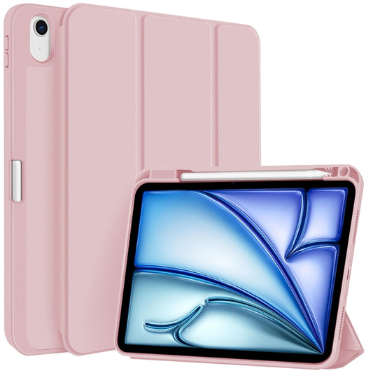 For iPad Air 11 2024 3-fold TPU Smart Leather Tablet Case with Pen Slot(Pink) - iPad Air 11 2024 Cases by PMC Jewellery | Online Shopping South Africa | PMC Jewellery | Buy Now Pay Later Mobicred