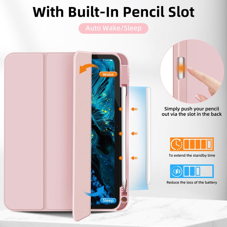 For iPad Air 11 2024 3-fold TPU Smart Leather Tablet Case with Pen Slot(Pink) - iPad Air 11 2024 Cases by PMC Jewellery | Online Shopping South Africa | PMC Jewellery | Buy Now Pay Later Mobicred