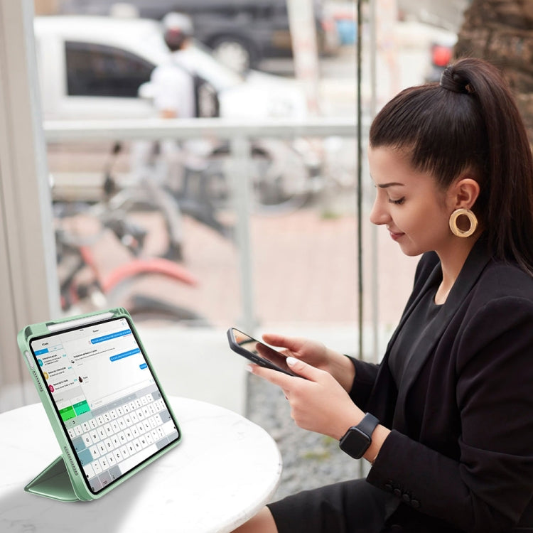 For iPad Air 11 2024 3-fold TPU Smart Leather Tablet Case with Pen Slot(Green) - iPad Air 11 2024 Cases by PMC TechLife | Online Shopping South Africa | PMC TechLife | Buy Now Pay Later Mobicred
