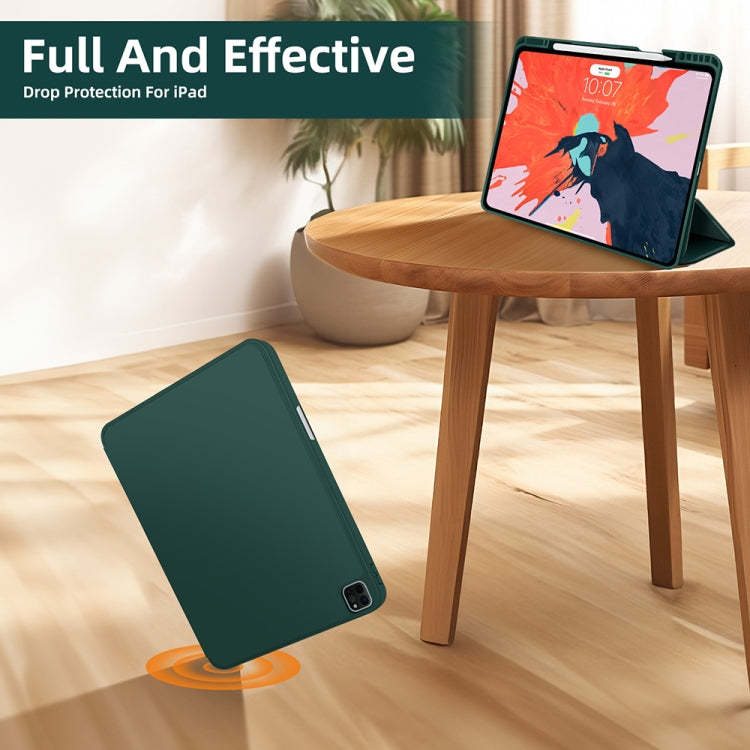 For iPad Pro 11 2024 3-fold TPU Smart Leather Tablet Case with Pen Slot(Dark Green) - iPad Pro 11 2024 Cases by PMC Jewellery | Online Shopping South Africa | PMC Jewellery | Buy Now Pay Later Mobicred