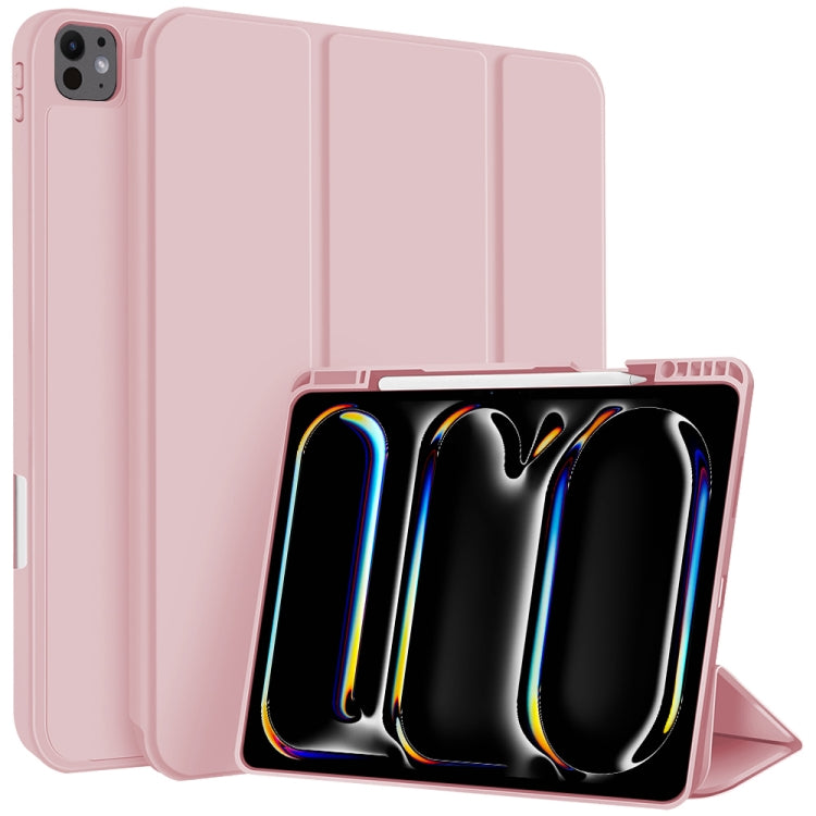 For iPad Pro 11 2024 3-fold TPU Smart Leather Tablet Case with Pen Slot(Pink) - iPad Pro 11 2024 Cases by PMC Jewellery | Online Shopping South Africa | PMC Jewellery | Buy Now Pay Later Mobicred
