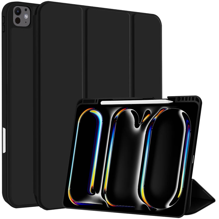 For iPad Pro 13 2024 3-fold TPU Smart Leather Tablet Case with Pen Slot(Black) - iPad Pro 13 2024 Cases by PMC TechLife | Online Shopping South Africa | PMC TechLife | Buy Now Pay Later Mobicred